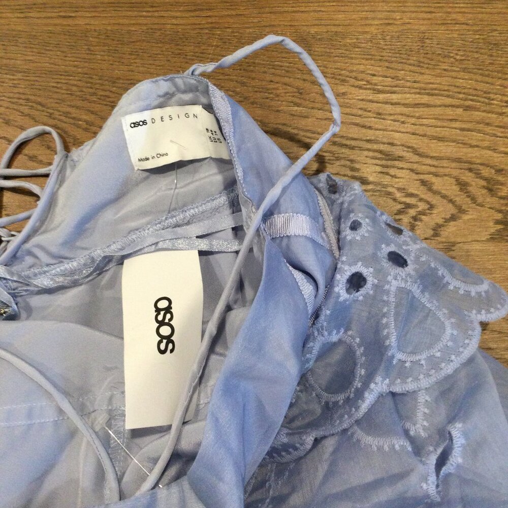 NWT ASOS Dress w/ Floral broderie & lace insert detail BLUE - Picture 8 of 8